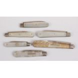 A George IV silver and mother of pearl pocket fruitknife, maker T.H., Birmingham 1827, in tooled