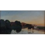 Edwin H. Boddington (1836-1905) - 'Homeward Bound' rustic figure with horses in a river landscape at
