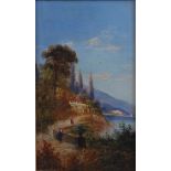 H. Waldek (19th century) - Mediterranean coastal scene, oil on canvas, signed lower left, 50 x 29cm