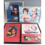 Four framed and signed Star Trek pictures, three from Deep Space 9 and one from Voyager (4)