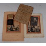 Mixed ephemera relating to Sir Henry Irving, including a signed card, bronze medal etc