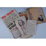 Mixed lot of theatre related ephemera, to include a signed letter from 19th actor/company manager