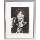 Mick Jagger, 1969 framed photograph, signed by the photographer Henry Diltz, 23 x 33cm (1)