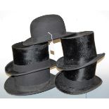An early 20th century brushed velvet top-hat, size 6⅝, bearing a label for John H. Staff & Son,