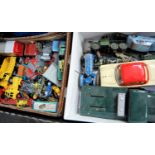 A collection of assorted loose and playworn diecast toy vehicles to include Dinky Toys Morris