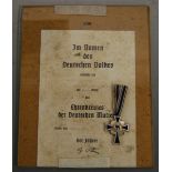 A German Cross of Honour of the German Mother, with certificate