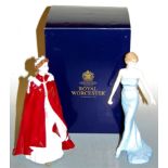 A boxed Royal Worcester figurine in celebration of the Queen's 80th Birthday 2006; together with a