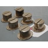 A set of six contemporary silver menu stands, each modelled as top hats