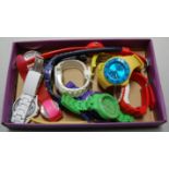 A collection of assorted plastic cased fashion watches