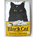 An enamelled advertising sign for Black Cat Virginian Cigarettes, 32 x 22.5cm