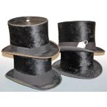 An Edwardian brushed velvet top hat bearing a label for Herbert Johnson, 38 New Bond Street, London,