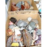 Two boxes of rocks and geodes