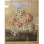 A set of four gilt framed reproduction botanical prints entitled Carnations, Roses, Tulips, and