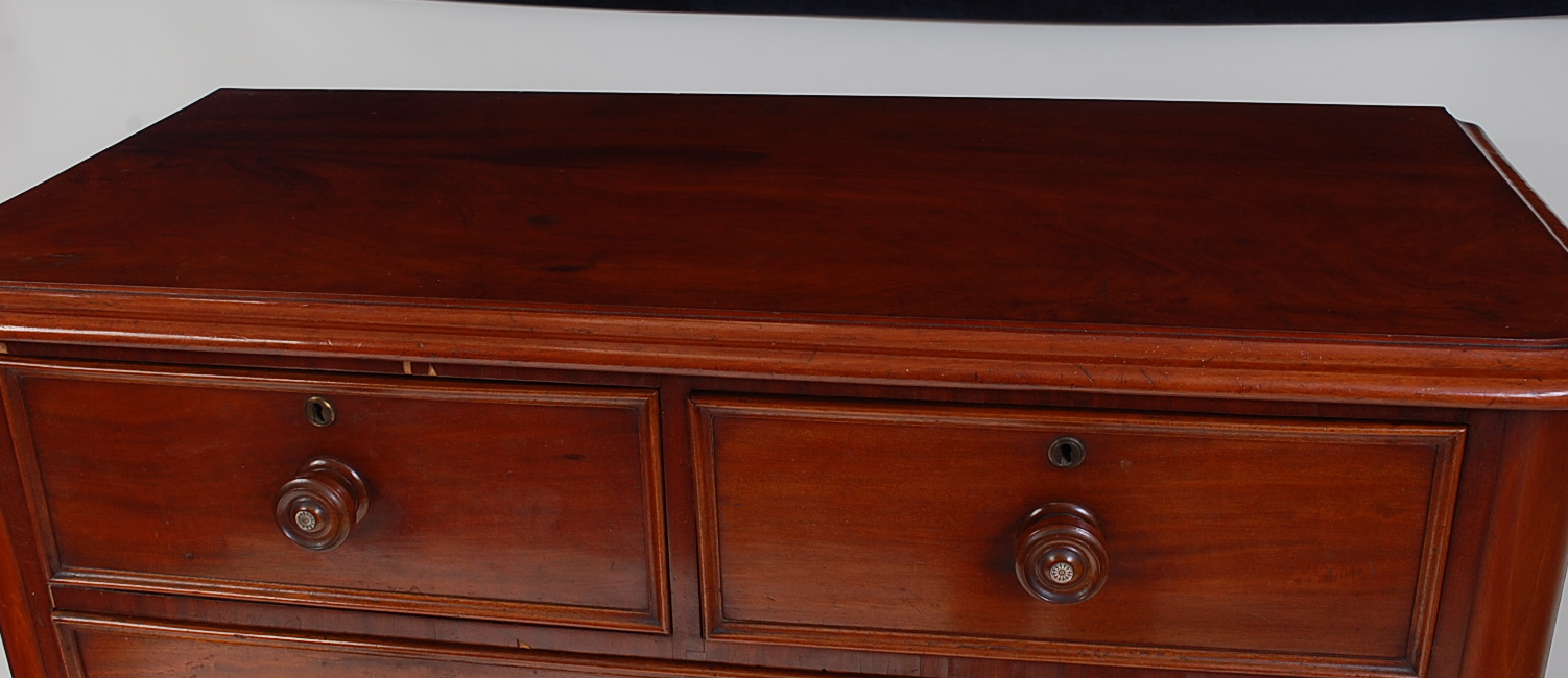 A Victorian mahogany round corner chest, of two short and three long graduated drawers, each - Image 2 of 2