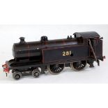 Bassett Lowke Short Precursor clockwork 4-4-0 tank loco, black no. 281 almost total repaint,