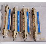 Four bogie Bachmann railtrack livery autoballasters, weathered and loads added (GR)