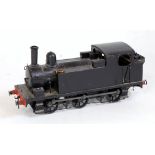 Brass kit built ex LNER 0-6-0 tank loco finished plain black, no number, finescale wheels, link