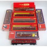 Six Triang Hornby Mk1 maroon coaches, all (G)(BF) one unboxed, with three Lima