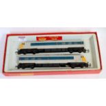 A Triang Hornby R555C BR blue/grey 2 coach diesel Pullman, train and inner plastic packing would