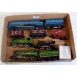 Tray of unboxed items LMS blue/silver 'Coronation' engine and tender (G) LNER green class J83 tank