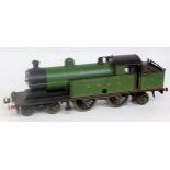 Bing Gauge I LNER green 4-4-2 c/w Precursor tank loco, top section of coal rail detached, complete