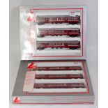 2 Lima three coach packs of maroon livery Netherlands Railway HO coaches (G-BG)