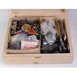 A small wooden box of assorted Lionel spare parts as removed from modeller's workshop (a/f)