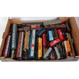 Tray of mixed makes, mixed periods wagons and coaches, 31+ items 5 early series teak Gresley and 3