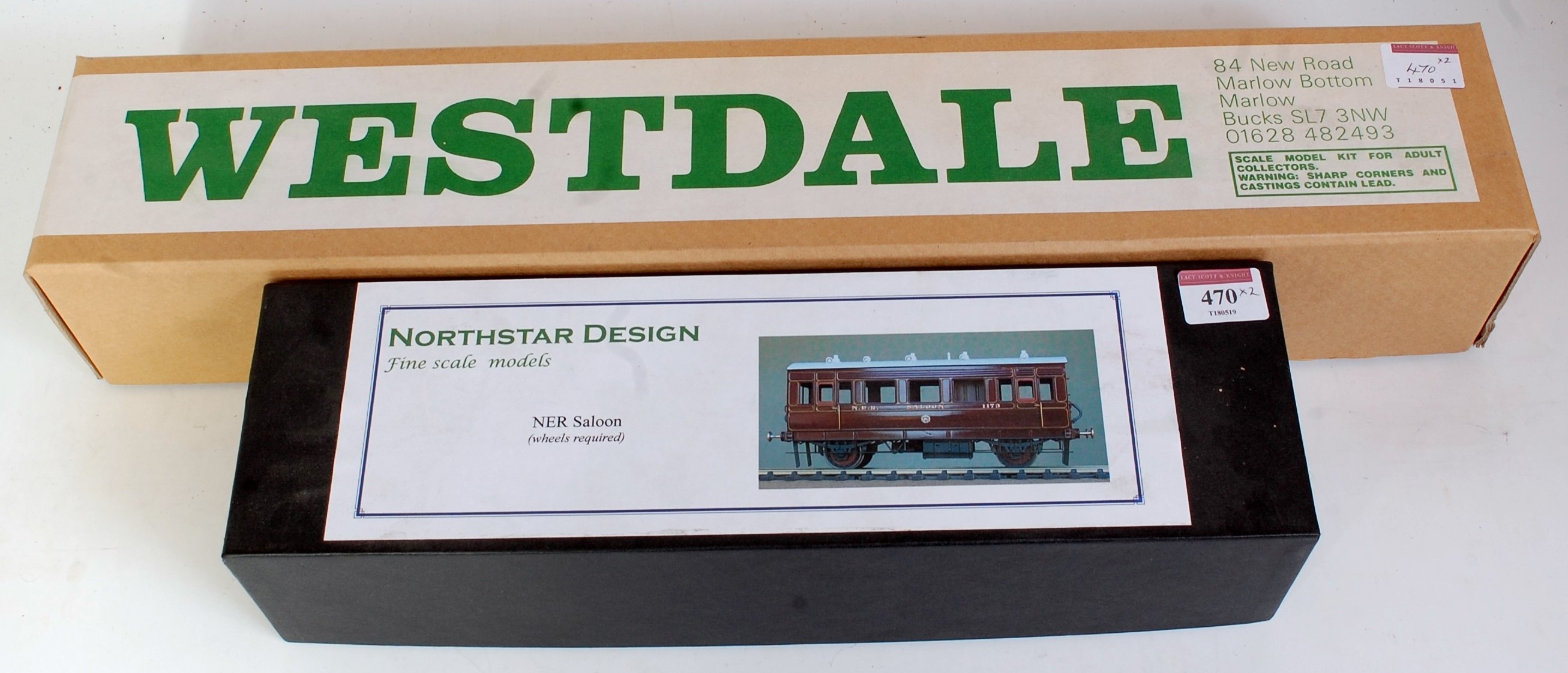 Two coach kits: Northstar Design NER saloon and Westdale Sentinel railcar, both have been opened,