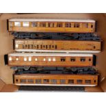 Four scratch built LNER teak bogie coaches, finescale wheels, including all/1st No. 11089