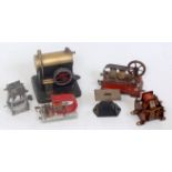 A selection of miniature live steam models, workshop accessories, and dynamos to include an ESL