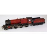 Bassett-Lowke litho LMS 4-6-0 maroon 'Royal Scot' 12v DC No. 6100 - extensive touching-in, crease to