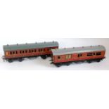 2x Bing for Bassett-Lowke '1924 series' LMS maroon bogie coaches - all 1st No. 2784 - roof repainted