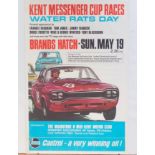 A 1970s original Kent Messenger Cup Races Brands Hatch racing poster, colour example, dated Sunday