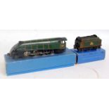 2 Hornby Dublo "Duchess of Montrose" engines and tenders and a glass green "Silver Link" engine