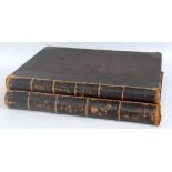 Two leather bound volumes titled Locomotive Engineering and the Mechanism of Railways, Vols 1&2,