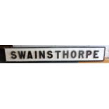 An original LNER Signal Box Board "Swainsthorpe", on the Norwich to Diss Line, black on white