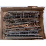 Various lengths 3-rail track as removed from layout, mainly steel, few pieces of brass, includes