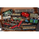 Large tray 16 items pre-war Hornby goods wagons including total repaint green LNER No. 1 special