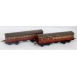 1935-41 two Hornby LMS passenger coaches including BR/3rd, some scratches to silvering, considerable