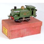 1926-7 Hornby no. 1 LNER green 0-4-0 clockwork tank loco no. 623 brass dome and unlined boiler