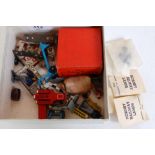 Small tray of accessories by various makers including: Hornby Liverpool Cables drum (M-BM); 3