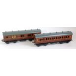 2x Bing for Bassett-Lowke '1924 series' LMS dark maroon bogie coaches - all 1st No. 2784 and brake/