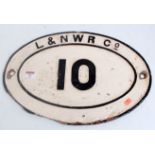 An original cast iron London and North Western Railway Company bridge plate, No. 10, black on