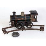 Bing Gauge 1 0-4-0 pre-WWI loco only, black clockwork 'Record' some chips to body, missing