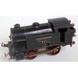 Hornby 1933-6 black SR no. 1 clockwork tank loco no. 111 revised body style, various chips and