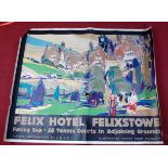 A quadroyal poster Felix Hotel, Felixstowe, owned and managed by LNER, view of hotel art deco