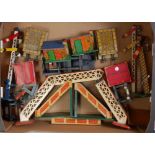 Large tray assorted accessories by various manufacturers including signal footbridges, buffers,