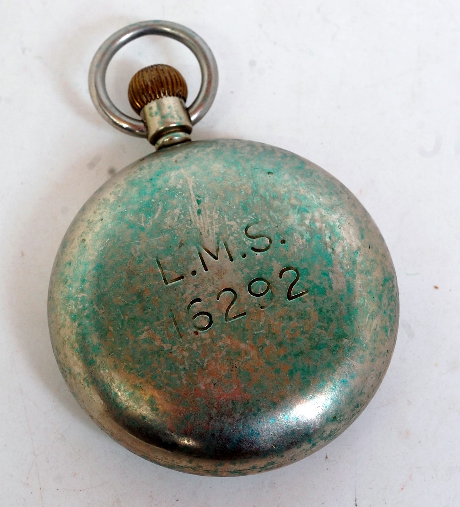 A silver plated open faced pocket watch by Record comprising enamel dial with Roman numerals and - Image 2 of 2