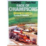 An original 1970s Race of Champions Brands Hatch race track advertising poster dated Sunday 17th